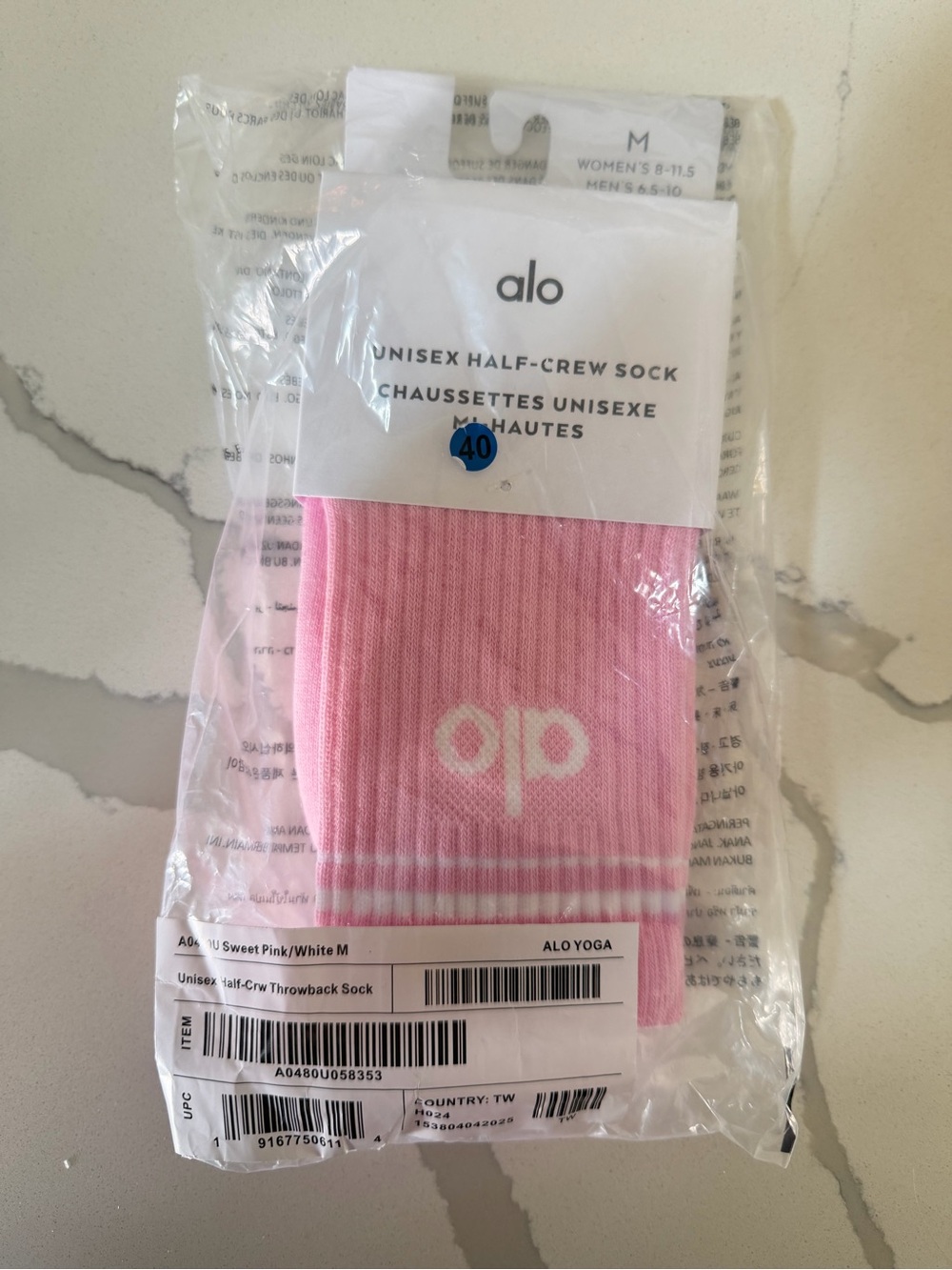 Alo Pink Crew Sock